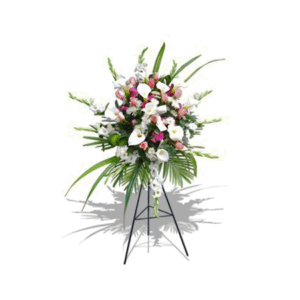 Lágrima en Pedestal de Rosas y flores rosadas