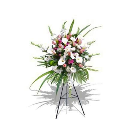 Lágrima en Pedestal de Rosas y flores rosadas