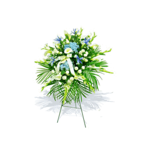 LAGRIMA_EN_PEDESTAL_DE_HORTENIAS_CELESTES_Y_ROSAS