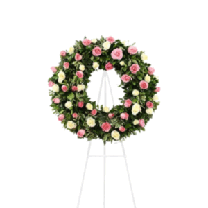 Corona de Rosas Rosadas y Blancas