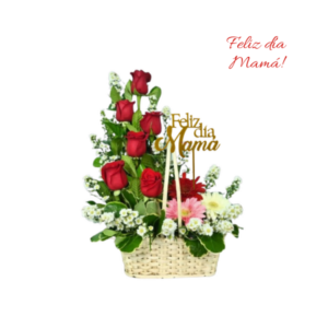 Canasta de rosas día de la madre