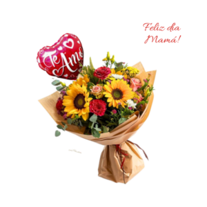 ramo de girasoles y rosas